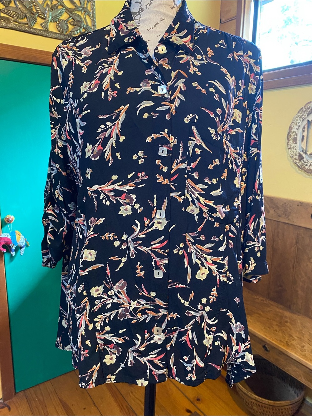 Vintage Pink Wheels 90’s Crepe Blouse